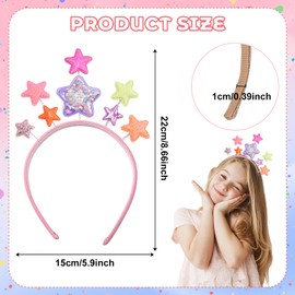 Headband Stars Colourful Headband Stars Glitter Stars Headband Children Girls Women Stars Headband Carnival Hair Band Hair Accessories Headband Christmas Stars for Carnival Birthday Party (Pink)