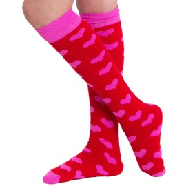 Chrissy's Socks Women's Heart Knee High Socks 7-11 Red/Pink