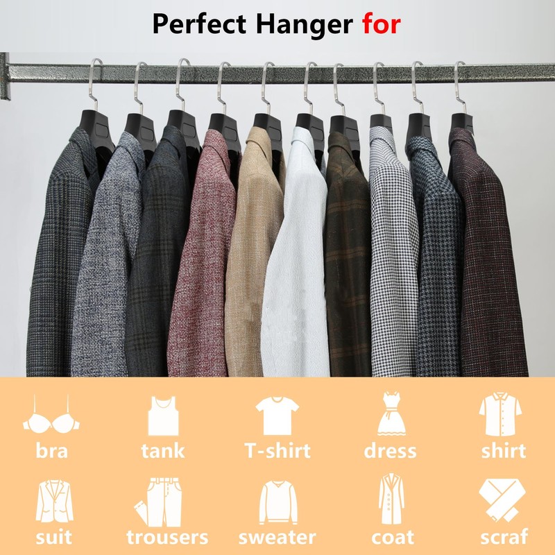 DEDU Suit Hangers for Men 30 Pack Width 17.7", Black