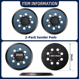 2 Pack Replacement Sanding Pads for Dewalt 5 inch 8 Hole Hook and Loop DWE64233 & N329079 Orbital Sander Backing Pad Replacement Parts Compatible with DWE6421-B2 DWE6421-B3 DWE6423/6423K DWE6421/6421K