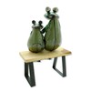 Metal Decorative Frog Figurine on Wooden Bench 21 x 31