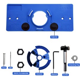 35mm Concealed Hinge Jig kit, Woodworking Tool Drill Bits, Hinge Drilling Hole Router Jig Hardware Template Guide Woodworking Tools for Face Frame Cabinet Cupboard Door Hinges