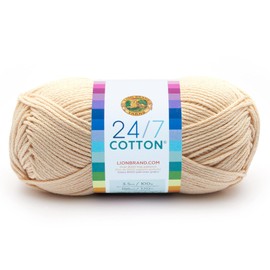 Lion Brand Yarn Company Cotton Yarn, 100 Percent Cotton, Ecru,15.24x6.35x6.35 cm