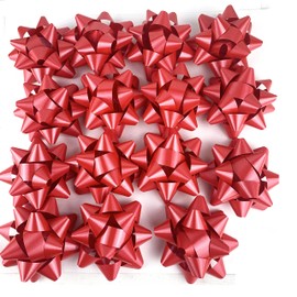 Worlds Red Confetti Gift Bows Star Gift Bows for Christmas Gift Wrap Bows 3-3/4" Inch(15 Pack)