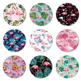 ANATTASOUL Flamingos Wooden Coasters Set of 9 Bulk(3.9")