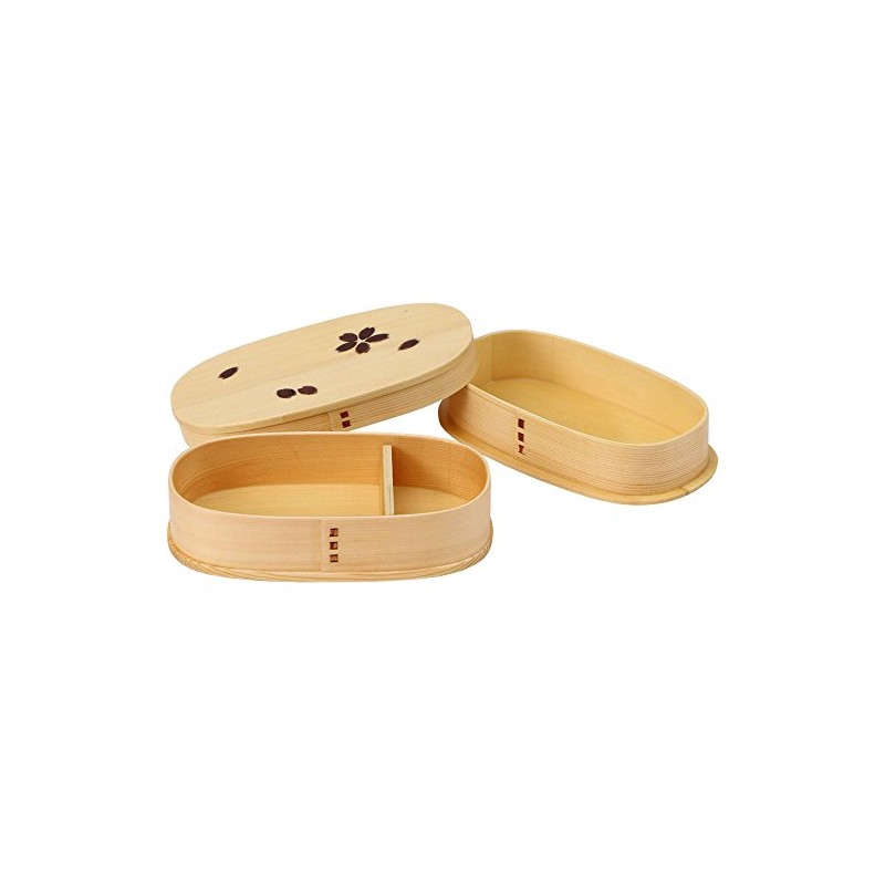 Iris Plaza BDH172 Wooden Oval Sakura Lunch / Bento Box,