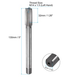 QUARKZMAN Metric Tap M14 x 1.5 H2 Left Thread 130 mm Extra Long Straight Flute Thread Cutting Tool for Screw Thread Milling Machines