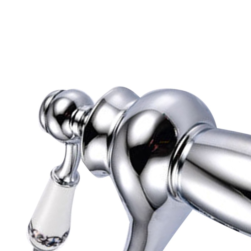 Ceramic Antique Brass Faucet Single Handle Blue White Porcelain Long