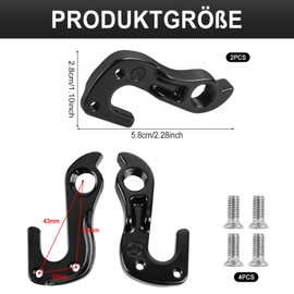 2X Schaltauge für Cube Aim SL #10148 | Metall-Schaltwerkhaken mit 4 Schrauben | Robust, Schwarz, Einfache Installation | Kompatibel