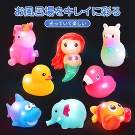 REMOKING Water Play Toy, Bath Toy, Light, Colorful LED Flashing Toy, Bath, Pool, Educational Toy, Bath Toy, Boys, Girls, Children, Popular, Birthday Gift, Christmas Gift, Kindergarten Entrance