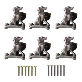 Kyien Pack of 6 Metal Pet Dog & Bone Cabinet Knobs Closet Drawer Cupboard Dresser Door Single Hole Pull Handles (Antique Pewter)
