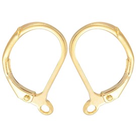 Beebeecraft 1 Box 4Pcs Leverback Earrings Findings 14K Gold Filled Brass Ear Wires Huggie Lever Back French Hook Earring Wires Dangle Earring Hooks for Jewelry Making Earrings Supplies DIY Crafts