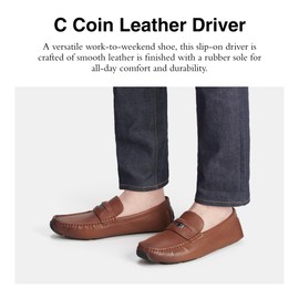 Coach Men's C Coin Leather Driver Loafer, Saddle, 8.5