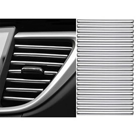 20 Pieces Car Air Conditioner Decoration Strip for Vent Outlet, Car Interior Vent Accessories, Suitable for Straight Air Outlet Grille Models Vent Outlet, Silver