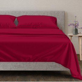 Mayfair Linen 100% Egyptian Cotton Sheets King Size Bed Set - 4 PC 600 Thread Count King Sheets Set Egyptian Cotton (Red), Ultra Soft, Cooling, 16" Deep Pocket Sateen Weave Luxury Hotel Bedsheet