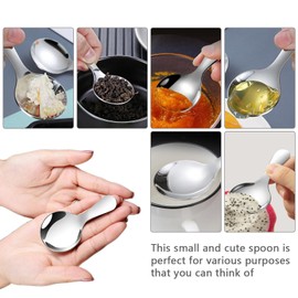 ICSTM Small Scoops for Canisters,4 Pcs Coffee Scoops,Short Handle Spoons for Salt Sugar Condiments Coffee Tea Dessert (Silver)