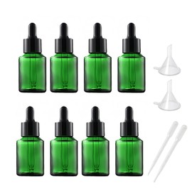 YORROR 8 Pack 1oz Green Dropper Bottle with Glass Eye Dropper,30ml Small Glass Dropper Bottles for Essential Oil,Aromatherapy,Perfumes,Liquid,Cosmetic,Sample,Laboratory