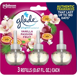 Glade PlugIns Refills Air Freshener, Scented and Essential Oils for Home and Bathroom, Vanilla Passion Fruit, 2.01 Fl Oz, 5 Pack