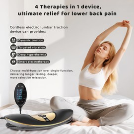 Electric Lumbar Traction Device, 4-in-1 Lower Back Massager with Dynamic Traction, 20-Level Microcurrent Therapy, 3-Level Hyperthermia & Vibration, Auto-Off, Long-Lasting Battery for Home Office Use