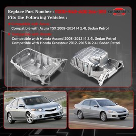 Engine Oil Pan with Drain Plug (Without Sensor Port) FIT 2008-2012 Honda Accord FIT 2012-2014 Crosstour FIT 2009-2014 Acura TSX 2.4L 11200-R40-A00