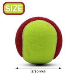 ZHUOKECE Tennis Balls, 12 Pack 25% Low Compression Stage Tennis Ball for Beginners Youth Kids Training Practicing with Mesh Bag for Easy Transport (Red)