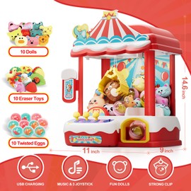 Skirfy Claws Machines for Kids & Adults with 30 Mini Prizes & Adjustable Sounds, Rechargable Dispenser Toys Vending Machines - Perfect Christmas & Birthday Big Experience Gifts for Kids, Ages 6+