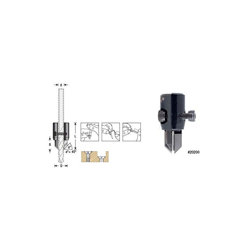 Amana Tool Di-Count Adjustable Countersink for Drills, 20202, 1/4-13/32 Shank