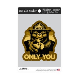 Die Cut Sticker Smokey Bear, Only You, Halftone Yellow, Contour Vinyl Sticker 3 to 6 inches, (Waterproof Decal for Cars, Water Bottles, Laptops, Coolers), Large