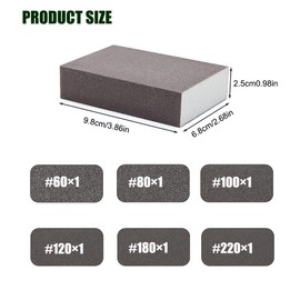 LICQIC Sanding Blocks, Sanding Sponges with 6 Grits-60/80/100/120/180/220, Wet and Dry Dual-use Abrasive Pads Washable and Reusable, for Metal Wood and Wall (6 PCS)