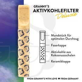 Granny's Deluxe Set: Activated Carbon Filter 50 Pieces | Diameter 6 mm Filter Tips | Hybrid Activated Carbon Filter | Carbon Filter for Self-Turning | Grannys Filter | In Granny We Trust
