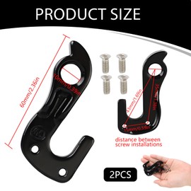 2 Bicycle Derailleur Hanger, Mechanical Shift Hook, Bicycle Rear Hook, Rear Derailleur Bicycle Accessories, Aluminium Alloy Heavy Duty Replacement Part with 4 Mounting Screws for Mountain Bike, Road