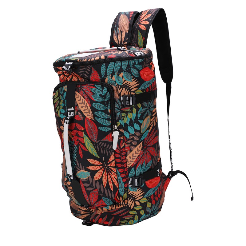 Printed Backpack Polyester Large Capacity Multifunctional Outdoor Leisure Travel BagRed