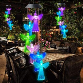 Solar LED Light, Solar Wind Chimes Outdoor Color-Changing Waterproof Lamp for Outdoor Garden Corridor Decoration Gifts for Mother Girlfriend Valentine Gifts for Wife (Angel 1)