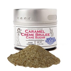 Gustus Vitae - Caramel Crème Brûlée Cane Sugar - Artisanal Infused Sugar - 1:1 Replacement For Plain Sugar - Gourmet Sweetener - All Natural - Small Batch - Magnetic Tin