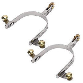 Espuelas de Caballo, 2 Piezas de espuelas de acero Inoxidable Estilo Vaquero Occidental, Grabado Floral con Engranaje de Cobre y Hebilla de cinturón de Cobre