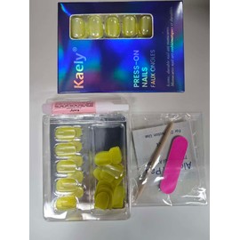 evpct Yellow Green Cat Eye Real Short Press on Nails Square, Petite Short Square Glue on Nails for Women Gift, Green Holographic Glossy Fake Nail Reusable, Soft Press on Acrylic Nail with Designs