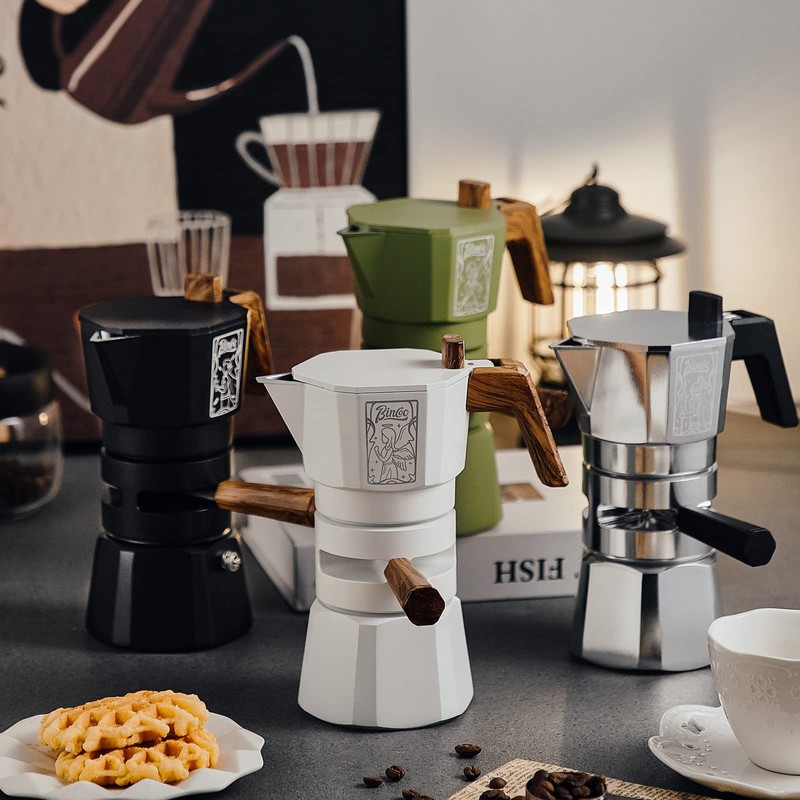 Bincoo 120ML Stovetop Espresso Maker Double Valve Moka Pot with