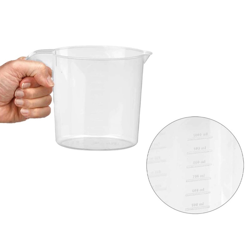 PARENCE Caraffa Graduata 1L Ergonomica – Dosatore Trasparente con Beccuccio