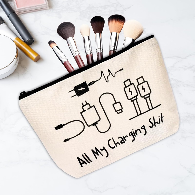 Charging Cable Organizer Bag, All My Charging Stuff Travel Pouch,
