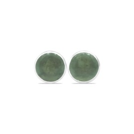 Starborn Moldavite 6mm Cabochon Post Earrings in Sterling Silver