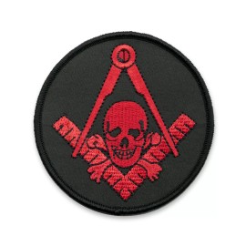 Widow's Son Skull & Crossbones Square & Compass Round Embroidered Masonic Patch