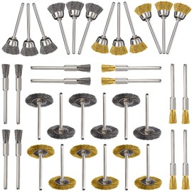 GIAK Brass Steel Wire Wheel Brush Set Wire Brush Set Mini Brass Brush Wire Brush 36 Pieces Polishing Cleaning Rotary Tool for DIY, Grinding, Cleaning, Descaling etc