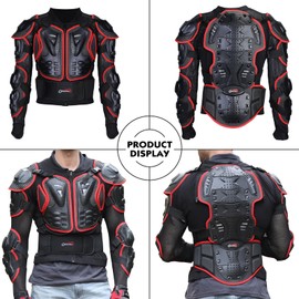 OHMOTOR Motorcycle Body Protective Jacket Armor Men, Motocross Riding Protective Gear,ATV Dirt Bike Chest Spine Protector (as1, Alpha, s, Regular, Regular, Red)