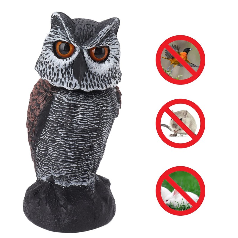 Tomotato Fake Owl Bait, Owl Scarecrow with Rotating Head, Plastic