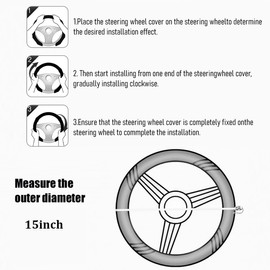 Car Steering Wheel Cover, 14.5-15" Carbon Fiber Anti-Slip Sporty Steering Wheel Protector, Comfortable Fashion Automotive Interior Decoration Accessories, Universal for SUV Van Truck (Black)