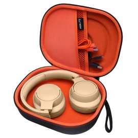 LTGEM EVA Hard Case for JBL Live 770NC/660NC/650BT/460NC/670NC/400BT/500BT and JBL Tune 770NC/710BT/720BT/760NC/700BT/750BT/510BT/660NC/520BT/500/E45BT Bluetooth Wireless Headphone(Black+Orange)