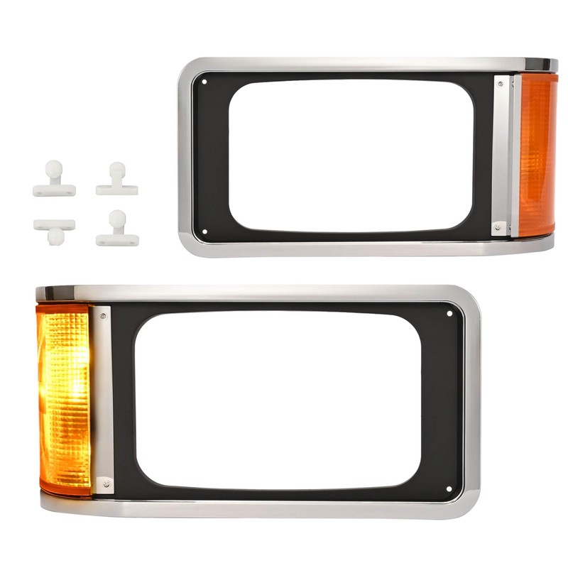 HECASA Headlight Bezels Compatible with 1990-2017 Mack CH613 SFA Hood