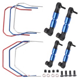 Aluminum Wide Anti-Roll Bar Set Front & Rear Sway Bar Kit for 1/10 Slash Rustler,Stampede,Rally 4x4 4WD RC Car Upgrade Part (Navy Blue)