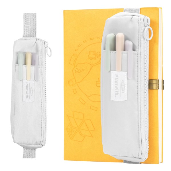 AOGEWON Slim Pen & Pencil Bag with Adjustable Elastic Band,