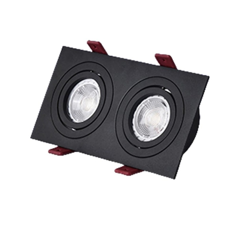 BRENDAXIN Square Black Double-Head GU10 Downlight housing, recessed Spotlight Frame,